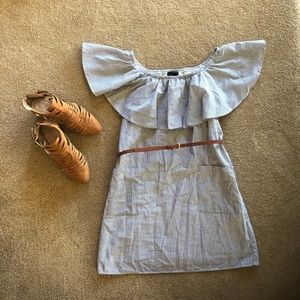 Super Cute Lumiere Stripped Off Shoulder Dress